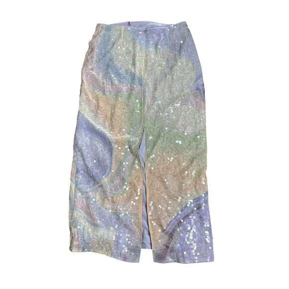 ASOS EDITION Purple Abstract Print Sequin Maxi Skirt Purple Swirl Women's 12 NWT - Picture 6 of 9